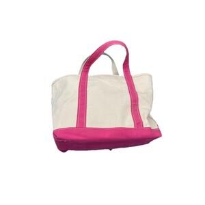 LL BEAN ~rare~vtg BOAT & TOTE Medium Canvas Tote Bag Pink USA H90